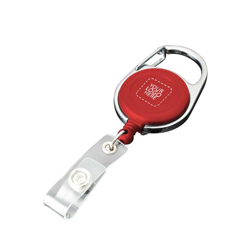 Red Carabiner Reel Badge